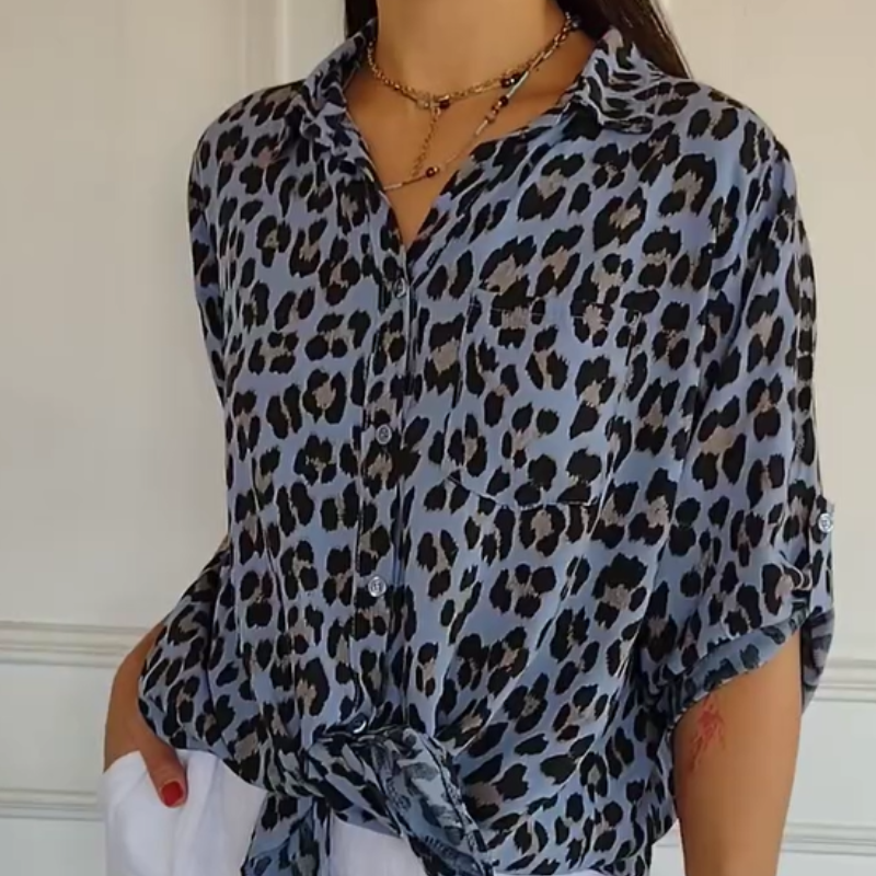 Blouse élégante à imprimé léopard, coupe décontractée et fluide. 4