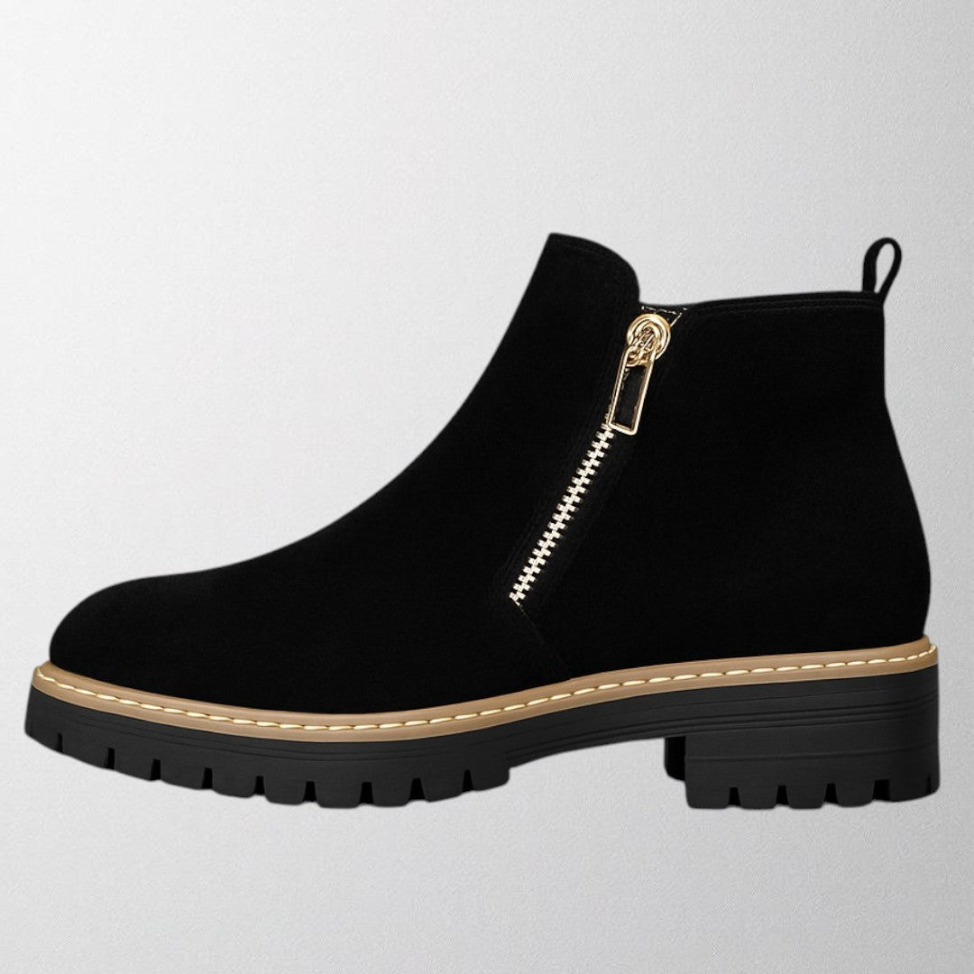 Chaussures femme élégantes à bout rond avec fermeture zippée latérale. 0