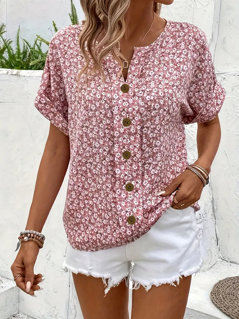 Chemisier femme chic, imprimé floral élégant, coupe fluide. 2