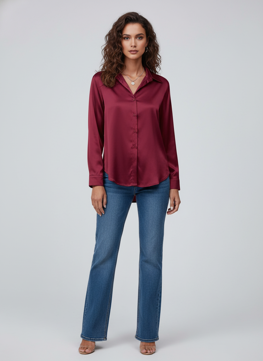 Chemisier femme chic à silhouette cintrée et col classique. - 1