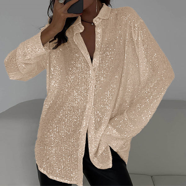 Chemisier ample avec paillettes, style chic et élégant. - 3