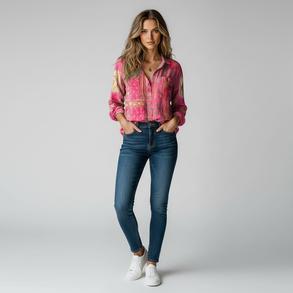 Chemisier tendance à imprimé bandana élégant. - 4