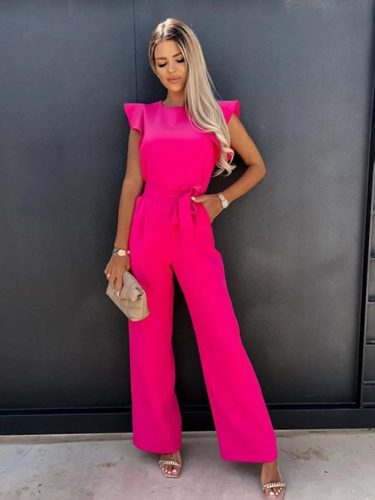 Combinaison femme chic à jambes larges et silhouette fluide. - 2