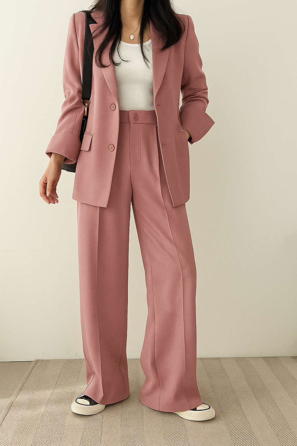 Costume femme moderne avec blazer cintré et pantalon élégant. - 2