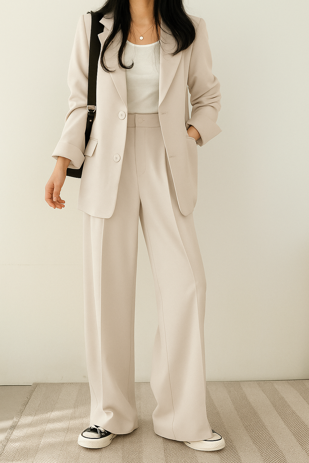 Costume femme moderne avec blazer cintré et pantalon élégant. - 4