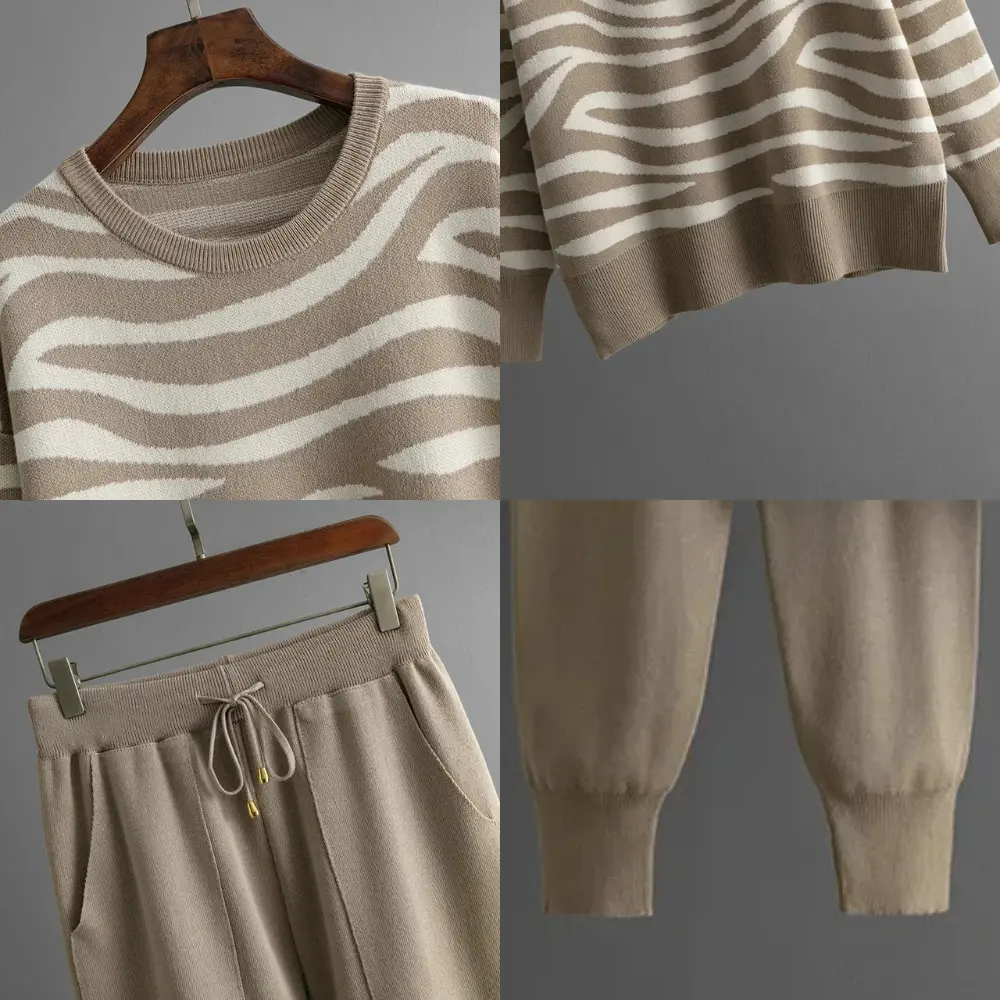 Ensemble détente femme, imprimé zèbre élégant, coupe confortable. - 3
