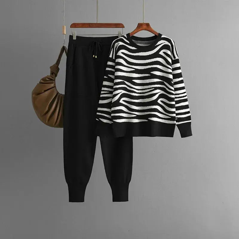 Ensemble détente femme, imprimé zèbre élégant, coupe confortable. - 6