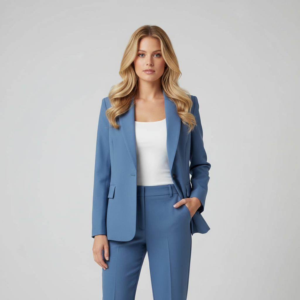 Ensemble tailleur femme avec blazer ajusté et pantalon droit chic. - 3