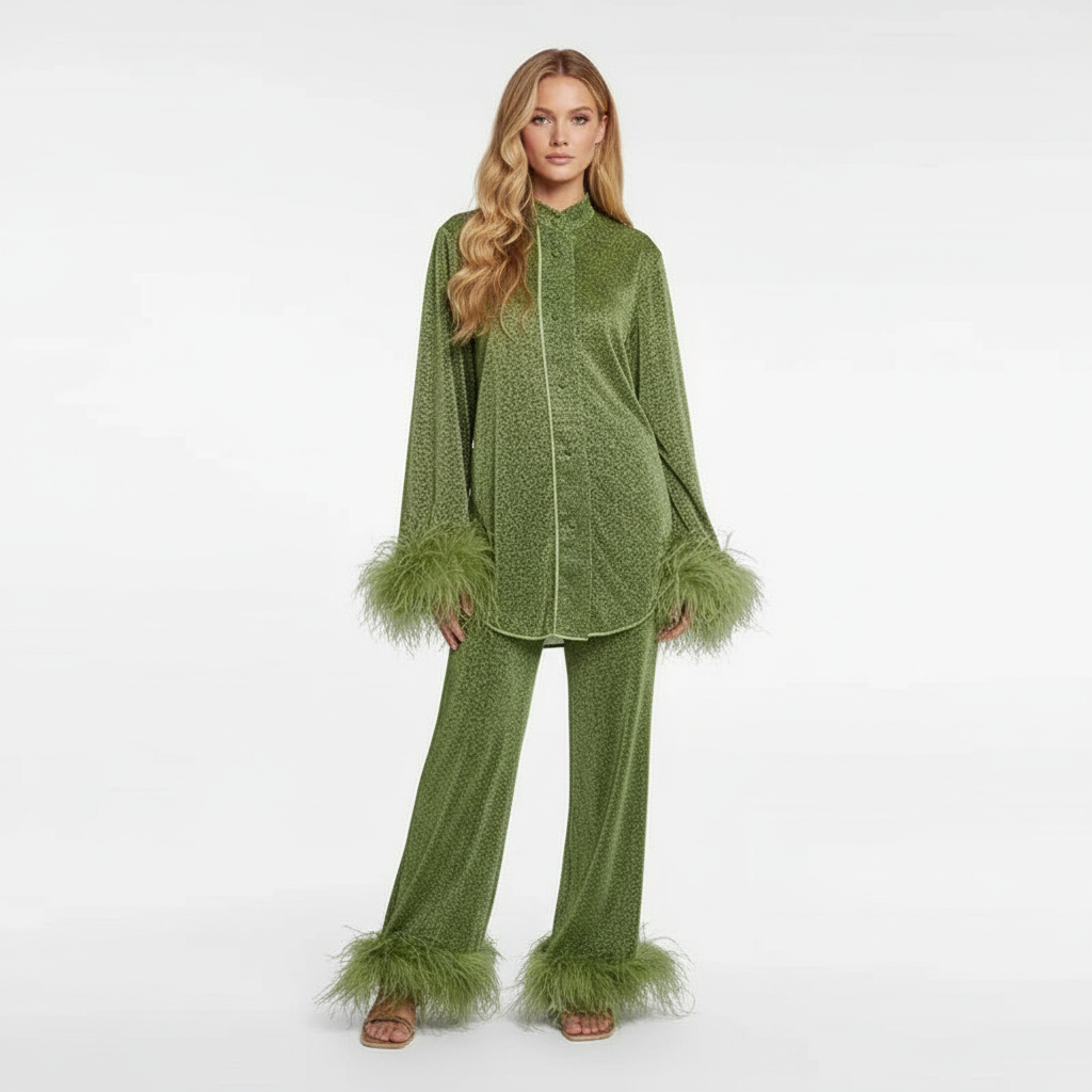 Ensemble chic et élégant avec des paillettes et des plumes. - 5