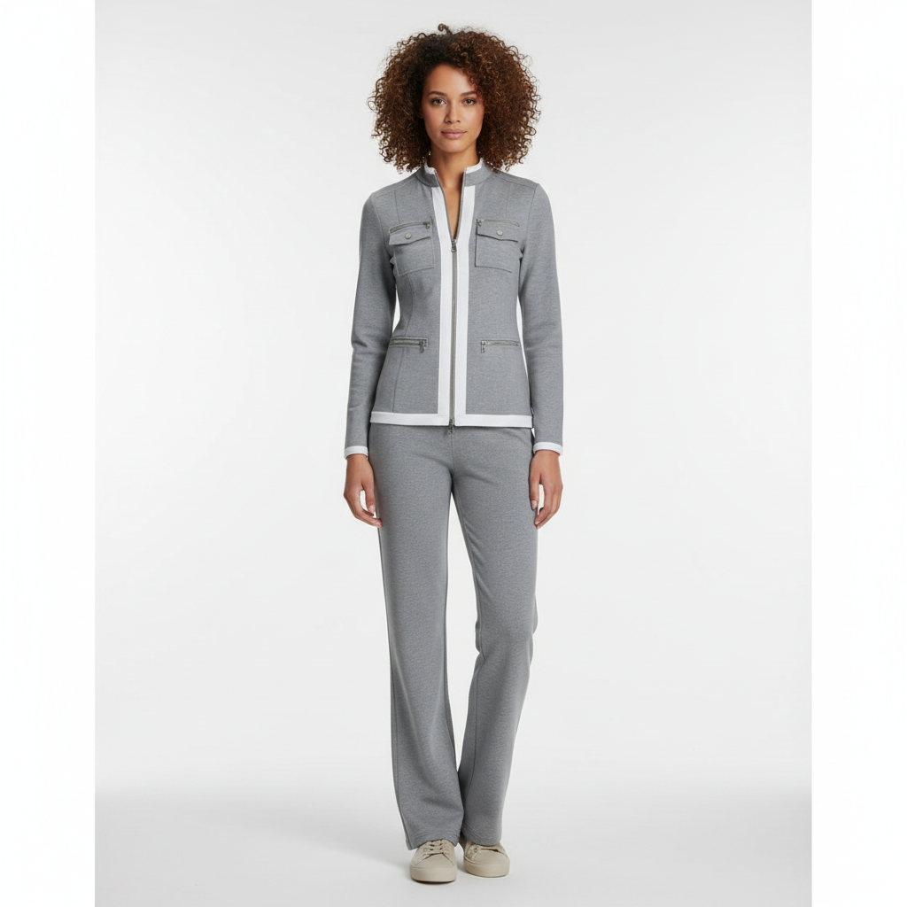 Ensemble de vêtements d'intérieur femme, rayures contrastées, coupe confortable. - 2