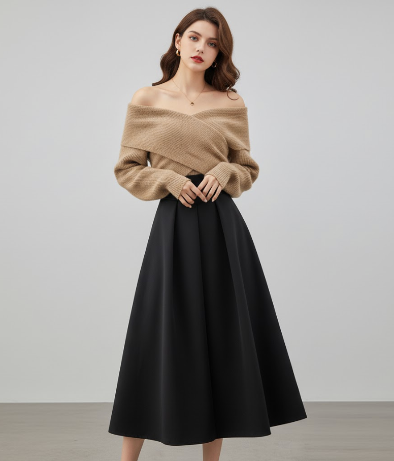 Ensemble tailleur femme, épaules dénudées, silhouette cintrée. - 1