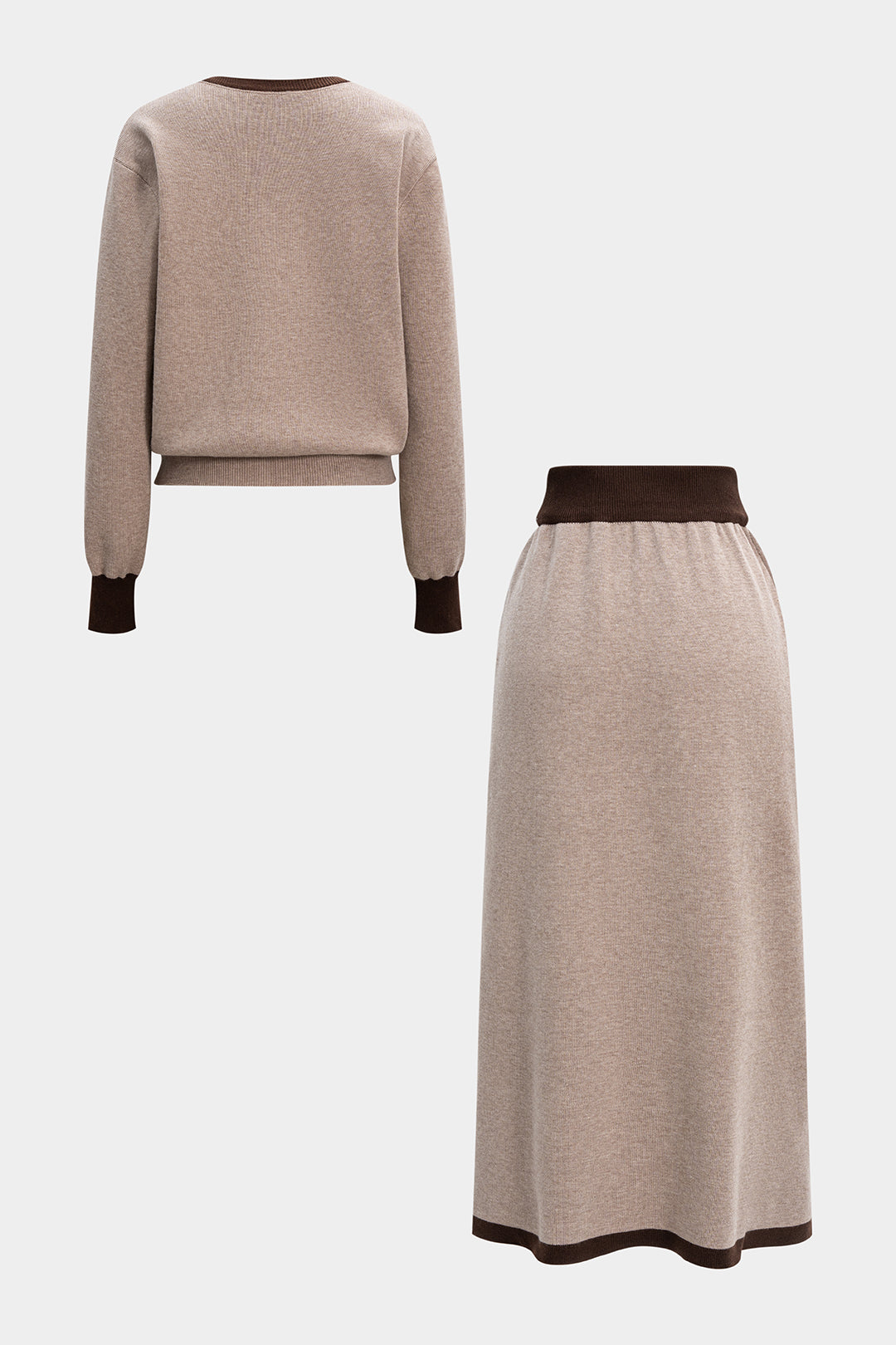 Ensemble femme composé d'un haut cintré et d'une jupe midi fluide, idéal pour une occasion élégante. - 6