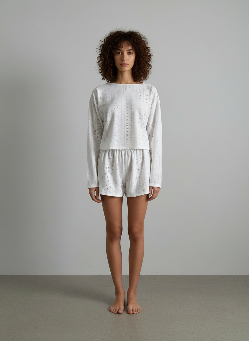 Ensemble haut et short, col rond, coupe moderne, léger. - 1