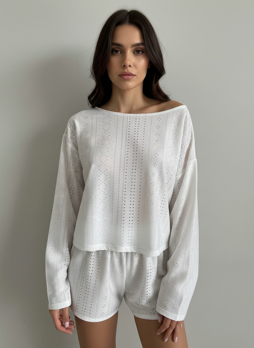 Ensemble haut et short, col rond, coupe moderne, léger. - 2