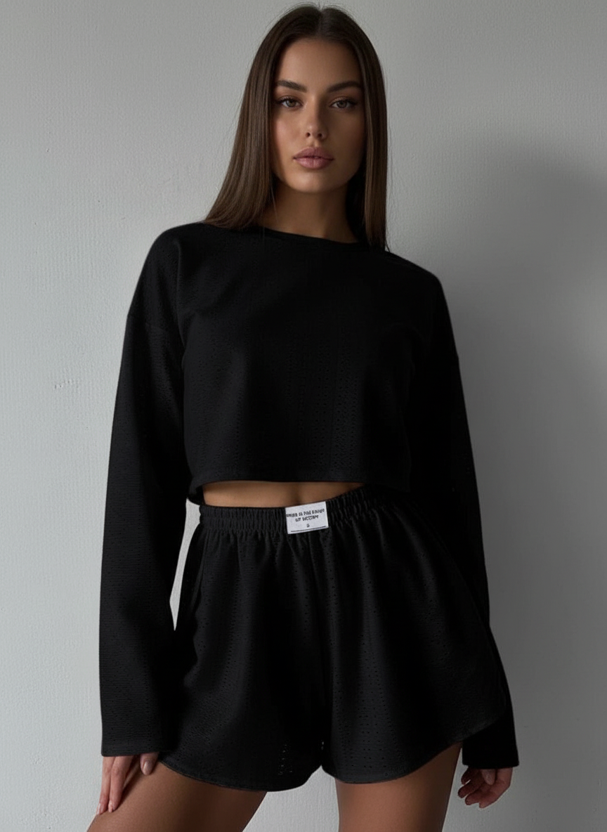 Ensemble haut et short, col rond, coupe moderne, léger. - 3