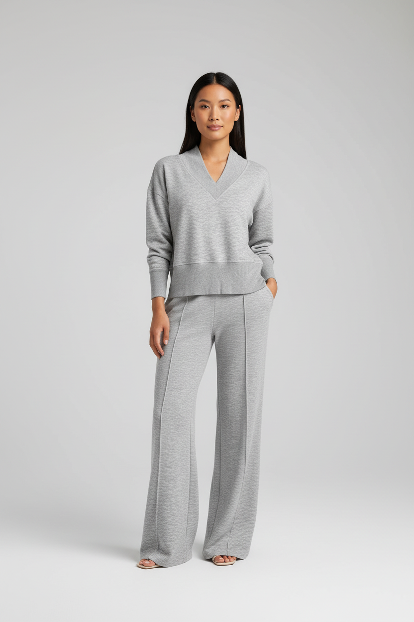 Ensemble femme élégant avec col en V et silhouette ajustée. - 6