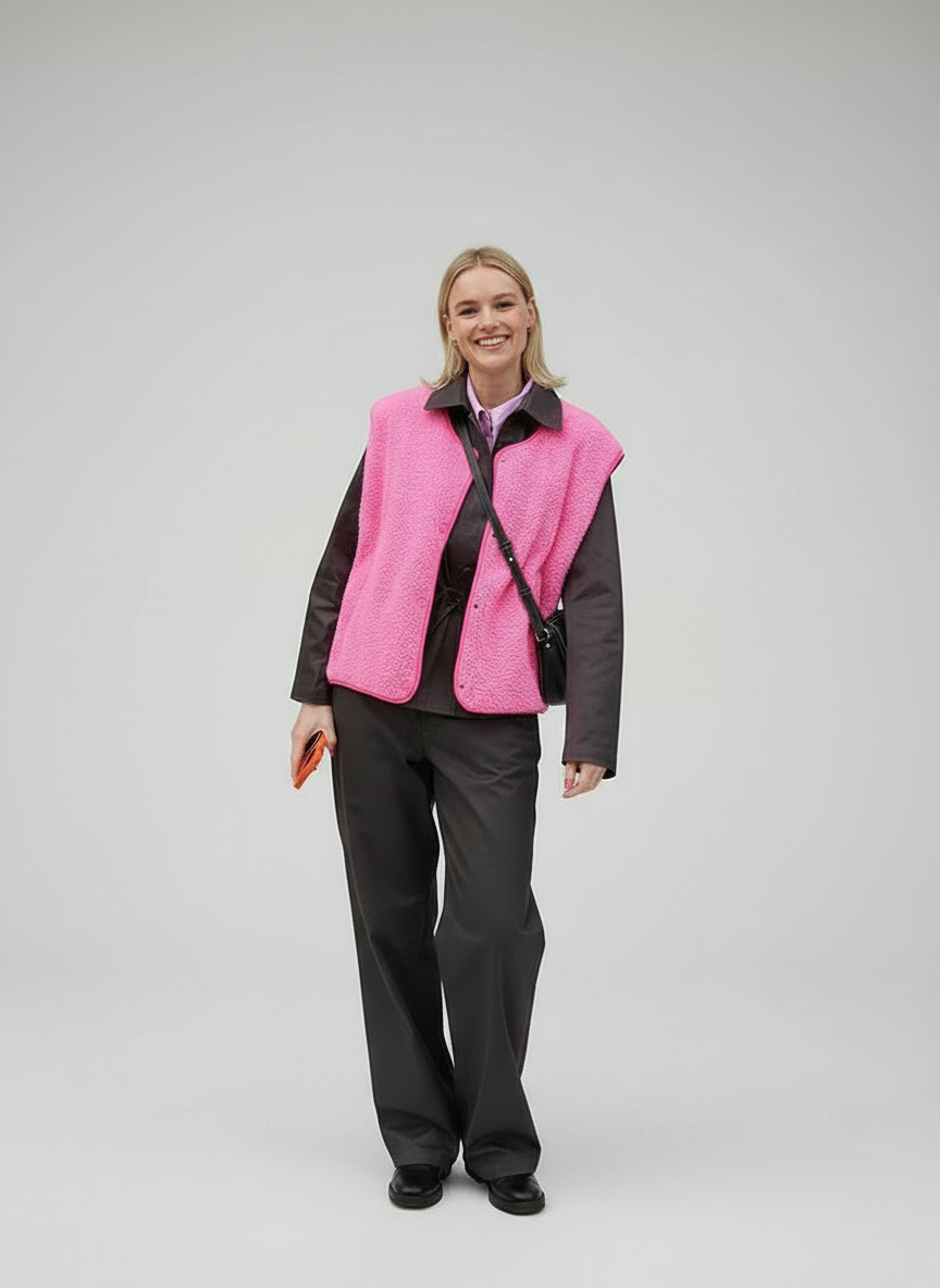 Gilet élégant sans manches avec col en V et boutons. - 1