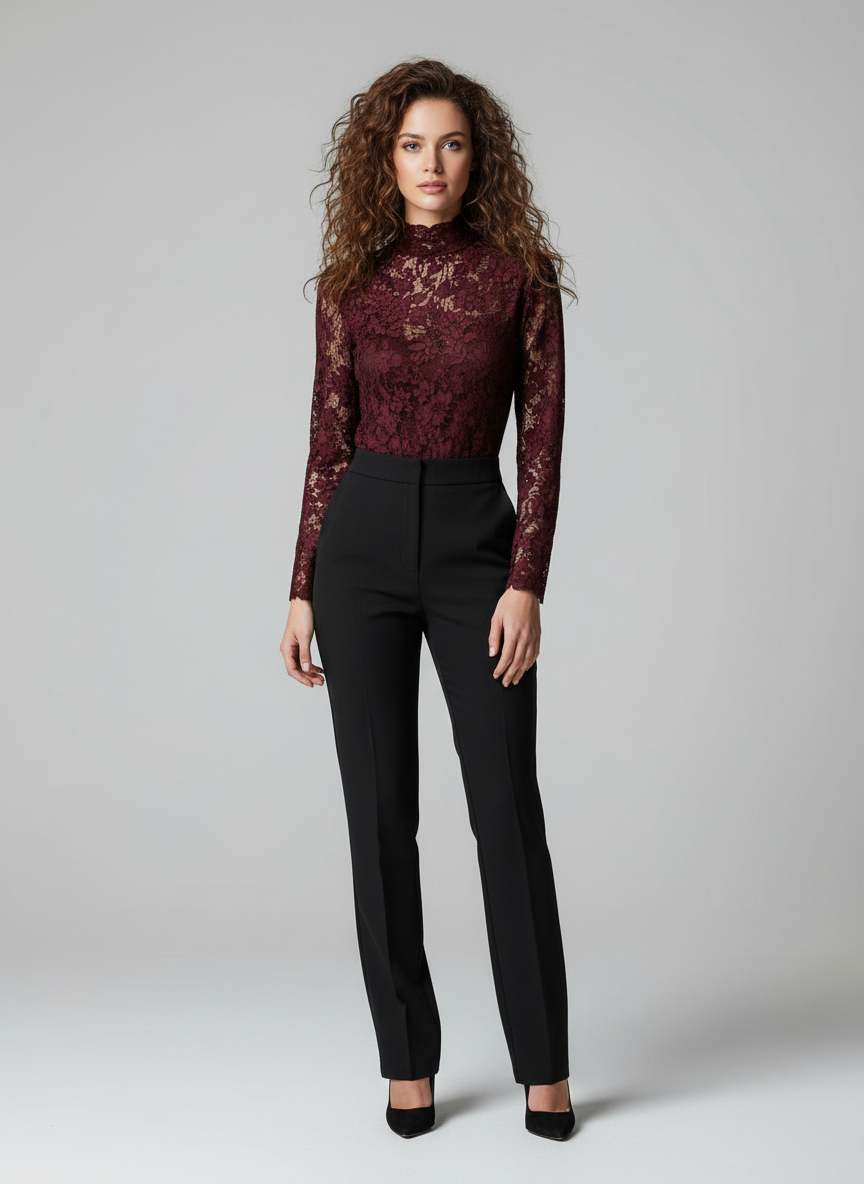 Haut élégant femme à silhouette cintrée avec encolure délicate et manches courtes. - 8