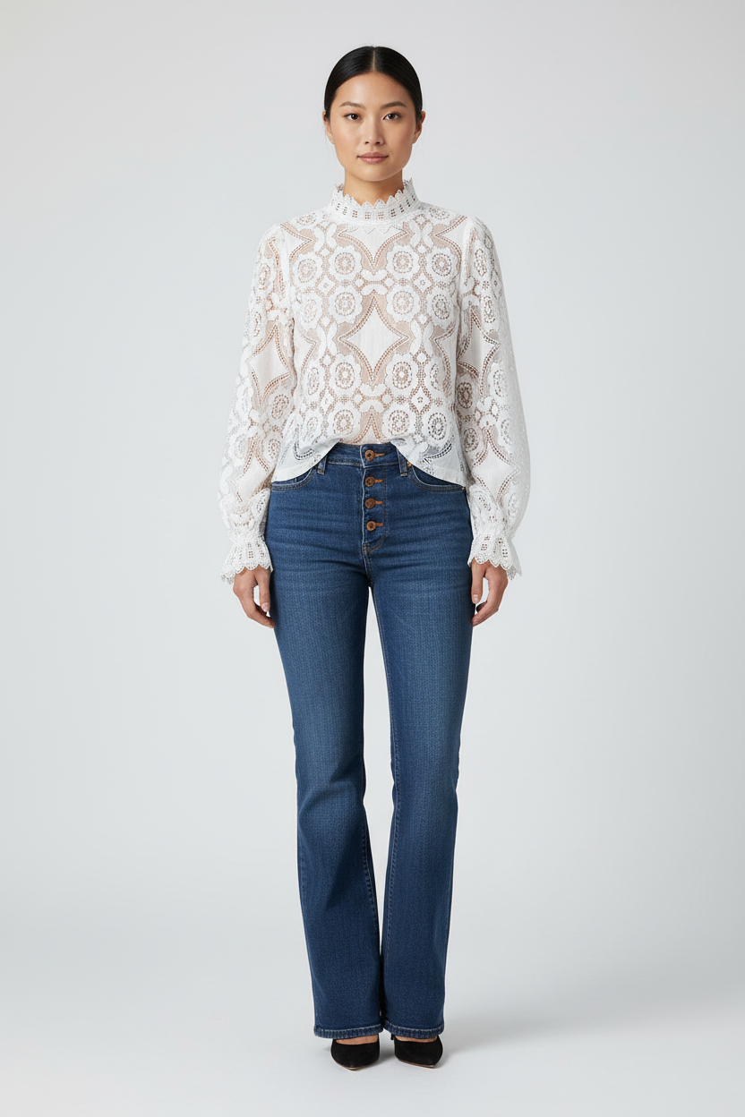 Haut en dentelle, élégant et chic, idéal pour toutes occasions. - 1