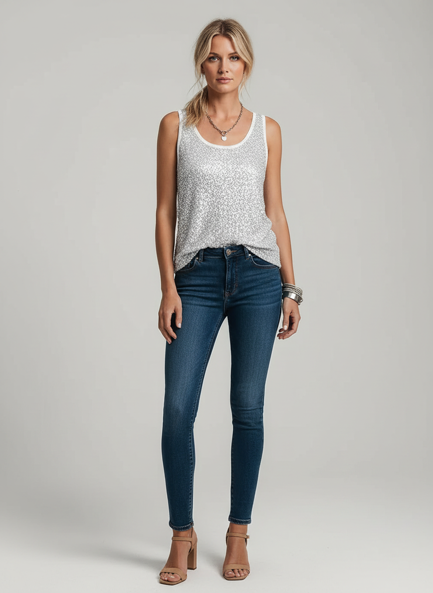 Haut femme élégant sans manches avec col en V cintré. - 1