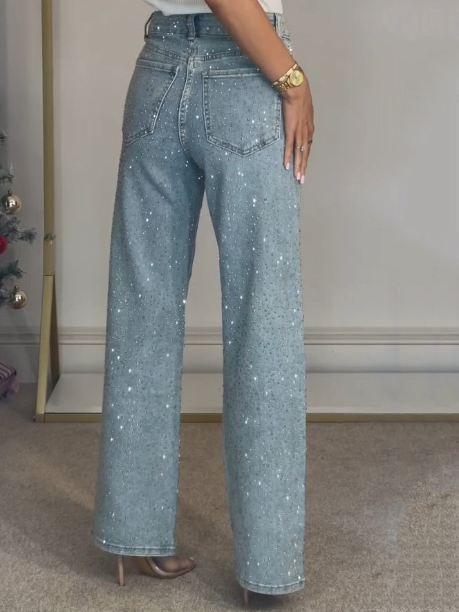 Jean femme pailleté, coupe confortable. - 3
