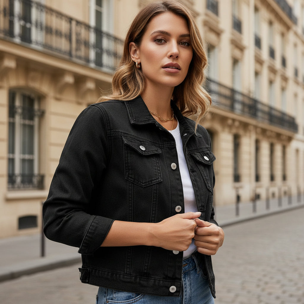 Veste en jeans femme, coupe confortable, style intemporel. - 1