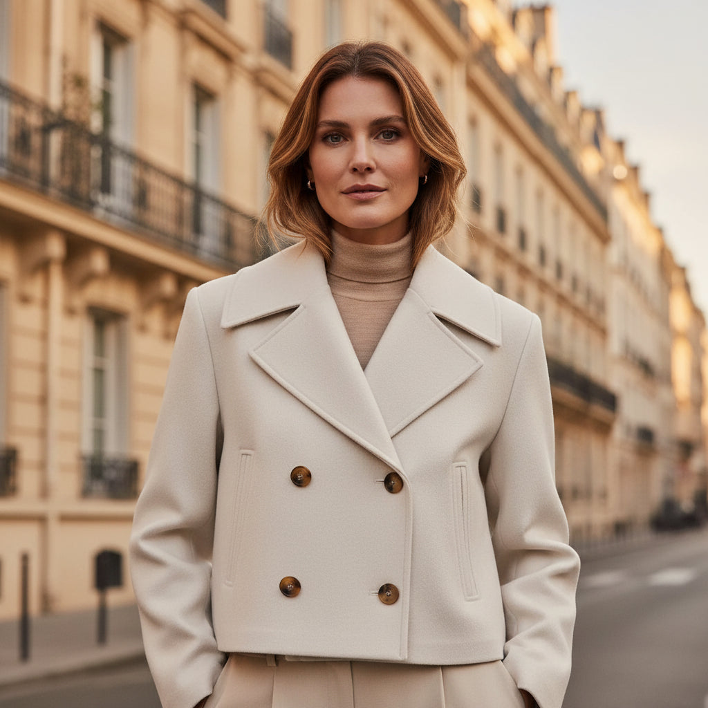 Veste femme cropped à double boutonnage élégante. - 1