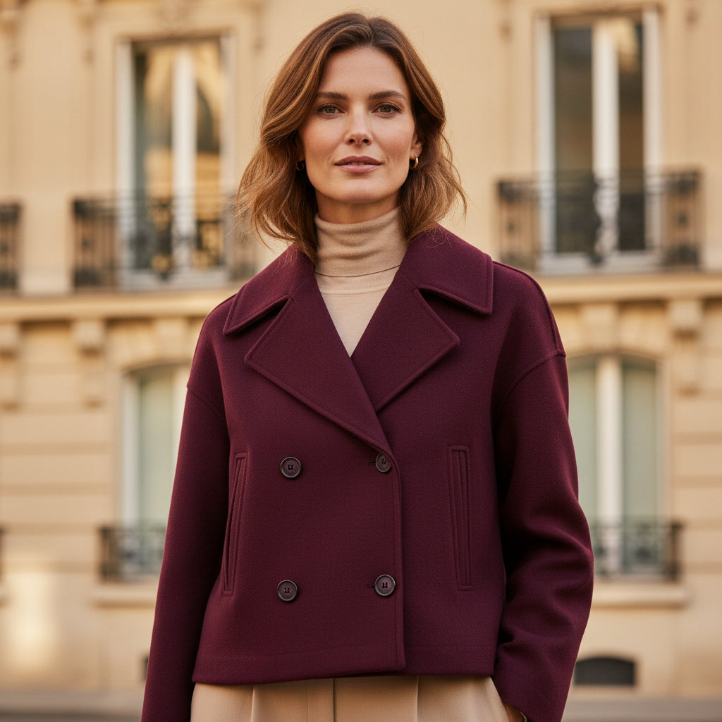 Veste femme cropped à double boutonnage élégante. - 9
