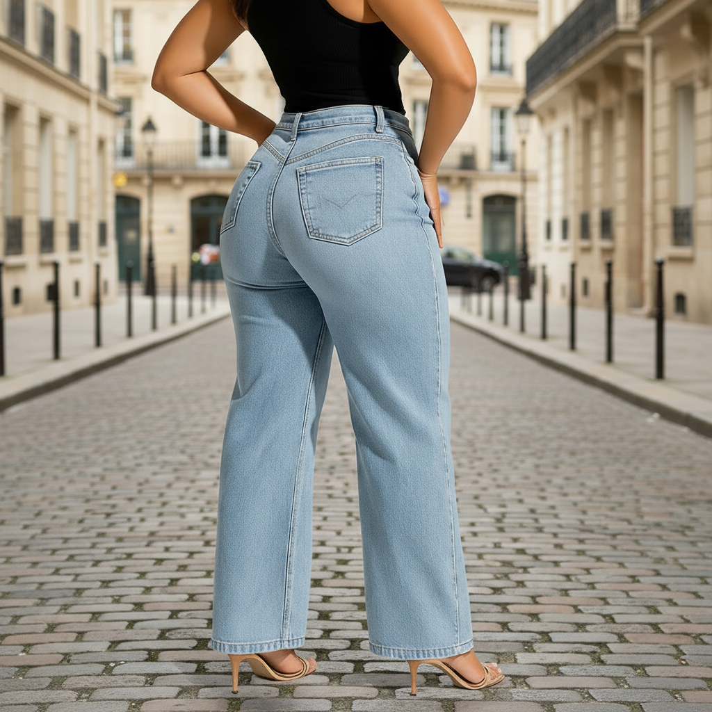 Jean femme, coupe classique cinq poches, style décontracté. - 1