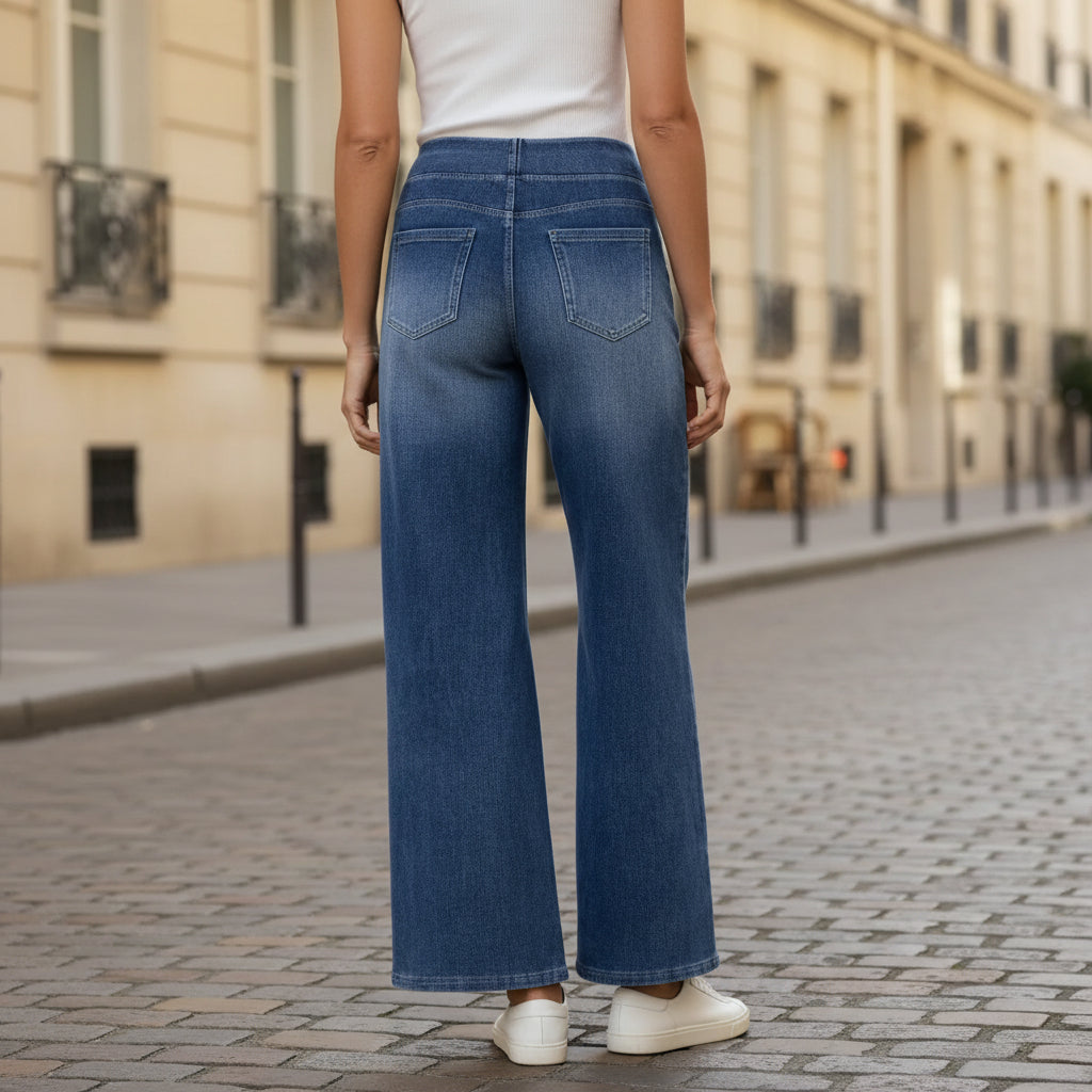 Jean femme taille haute, coupe flatteuse, style intemporel. - 3