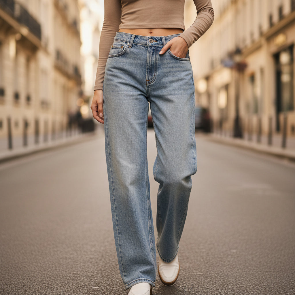 Jeans femme taille basse, coupe évasée. - 5