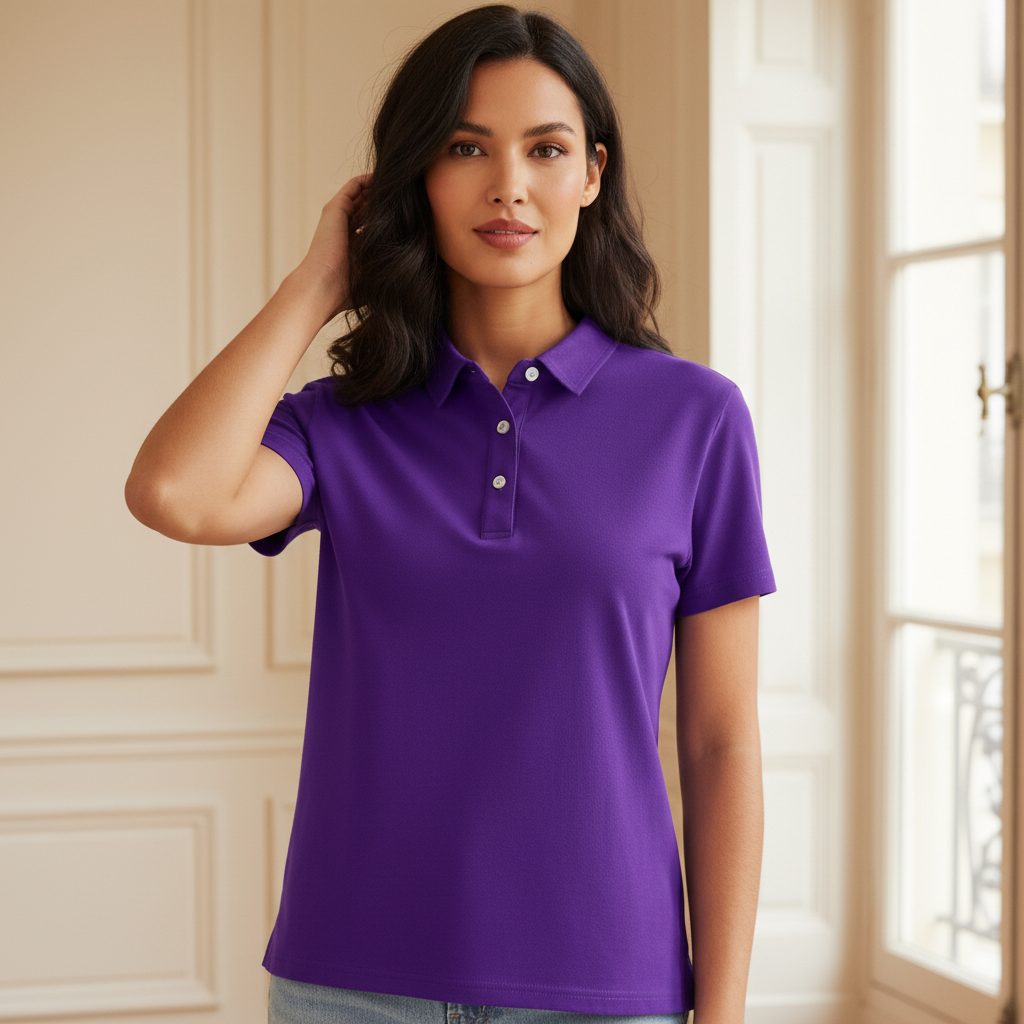 Polo femme classique, col élégant, manches courtes. - 7