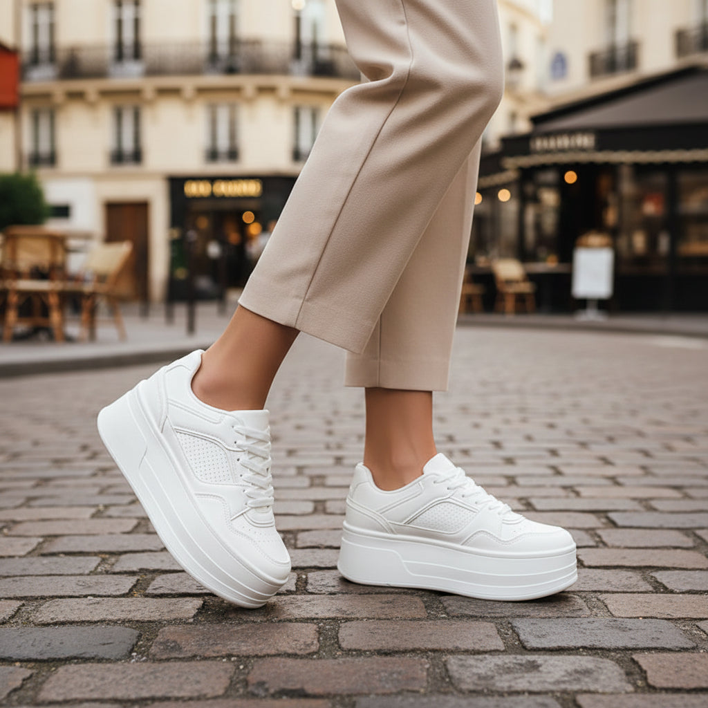 Baskets femme à semelle plateforme chic avec fermeture à lacets. - 3