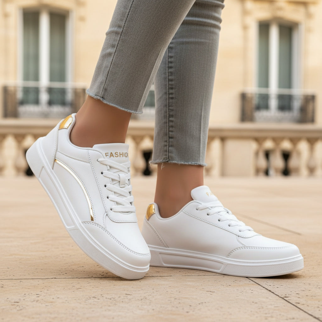 Baskets femme élégantes avec détails métalliques. - 5