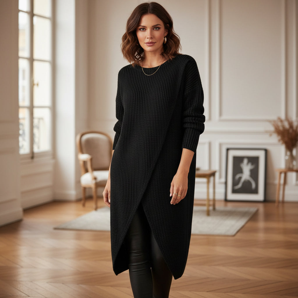 Pull femme à design asymétrique, coupe oversize. - 2