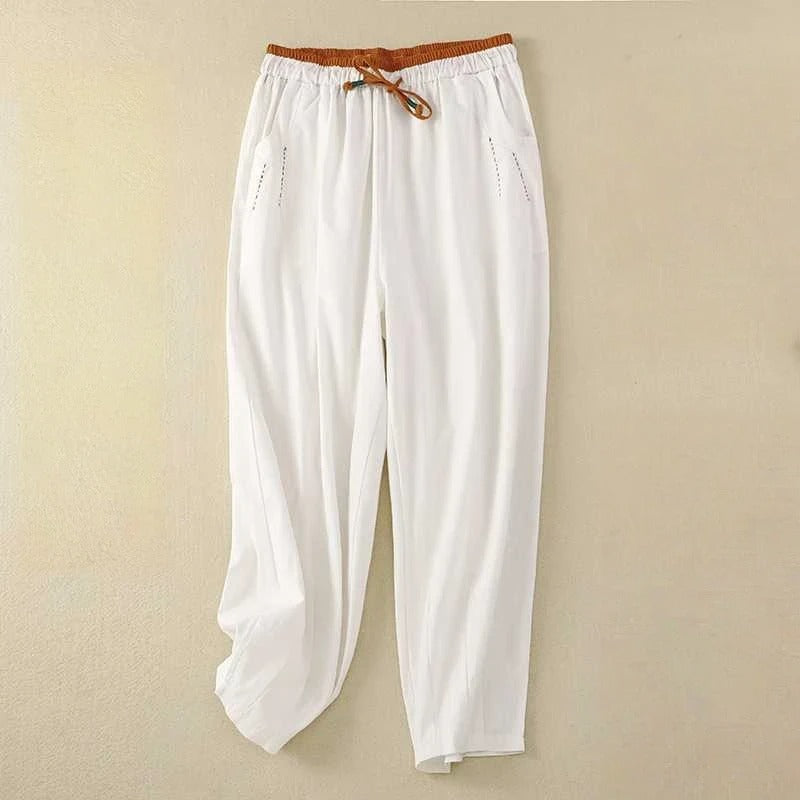 Pantalon d'été femme, coupe ample et fluide, idéal pour les journées décontractées. 0