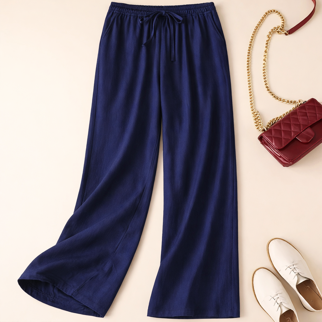 Pantalon décontracté femme, coupe ample avec cordon de serrage. 4