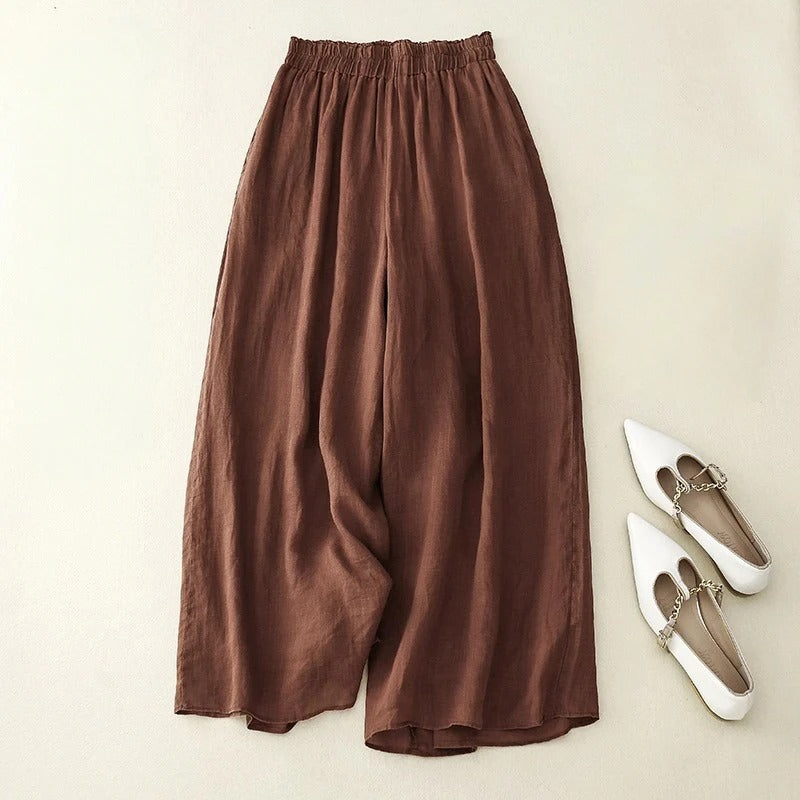 Pantalon élégant femme, taille ample fluide, jambe droite, design polyvalent. 0