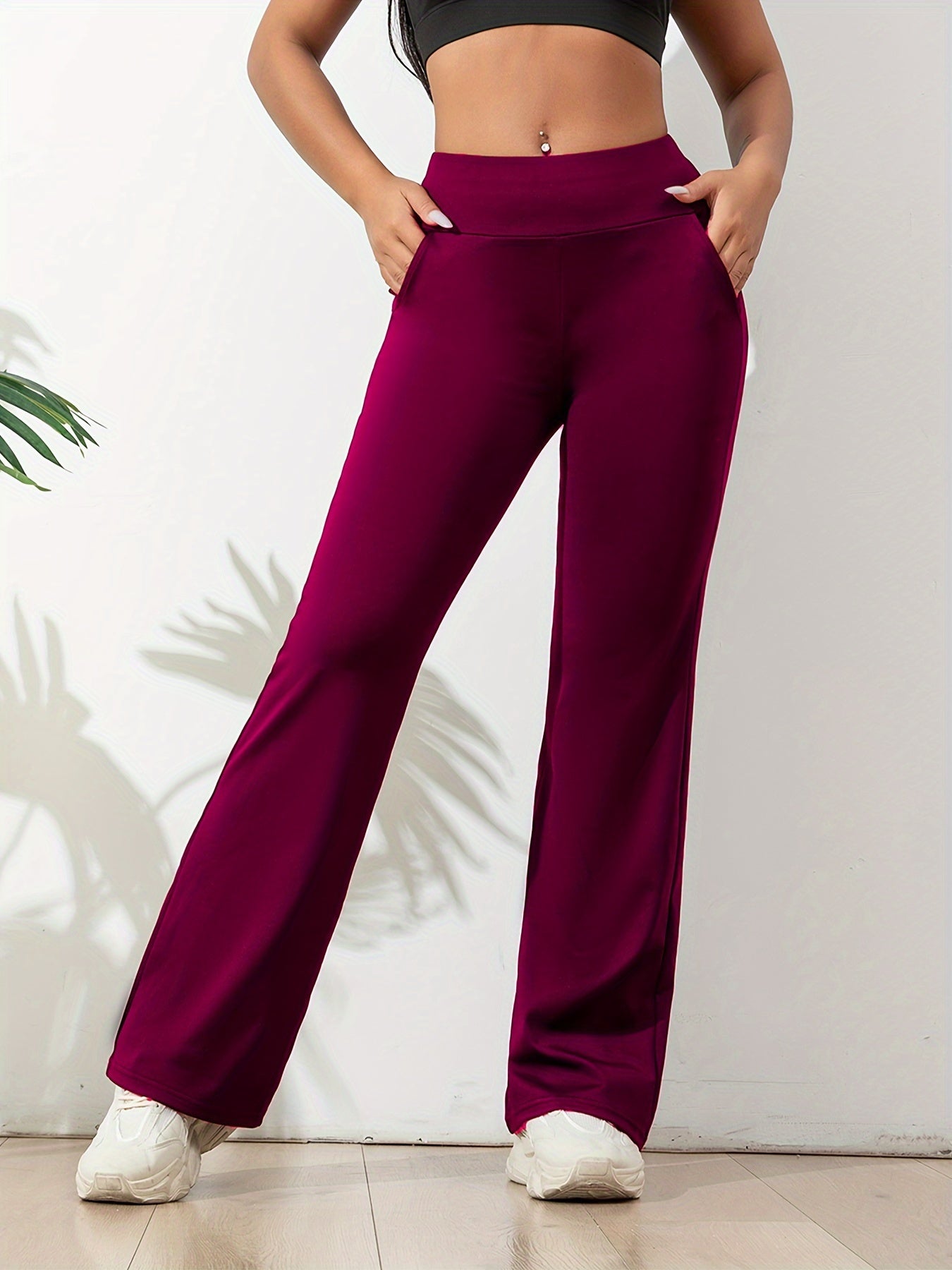 Pantalon de yoga femme, bootcut, taille haute, confortable et chic. - 8