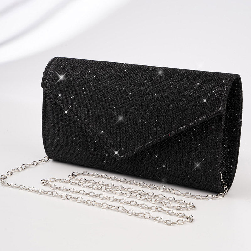 Pochette élégante avec design pailleté et chaîne amovible. - 7