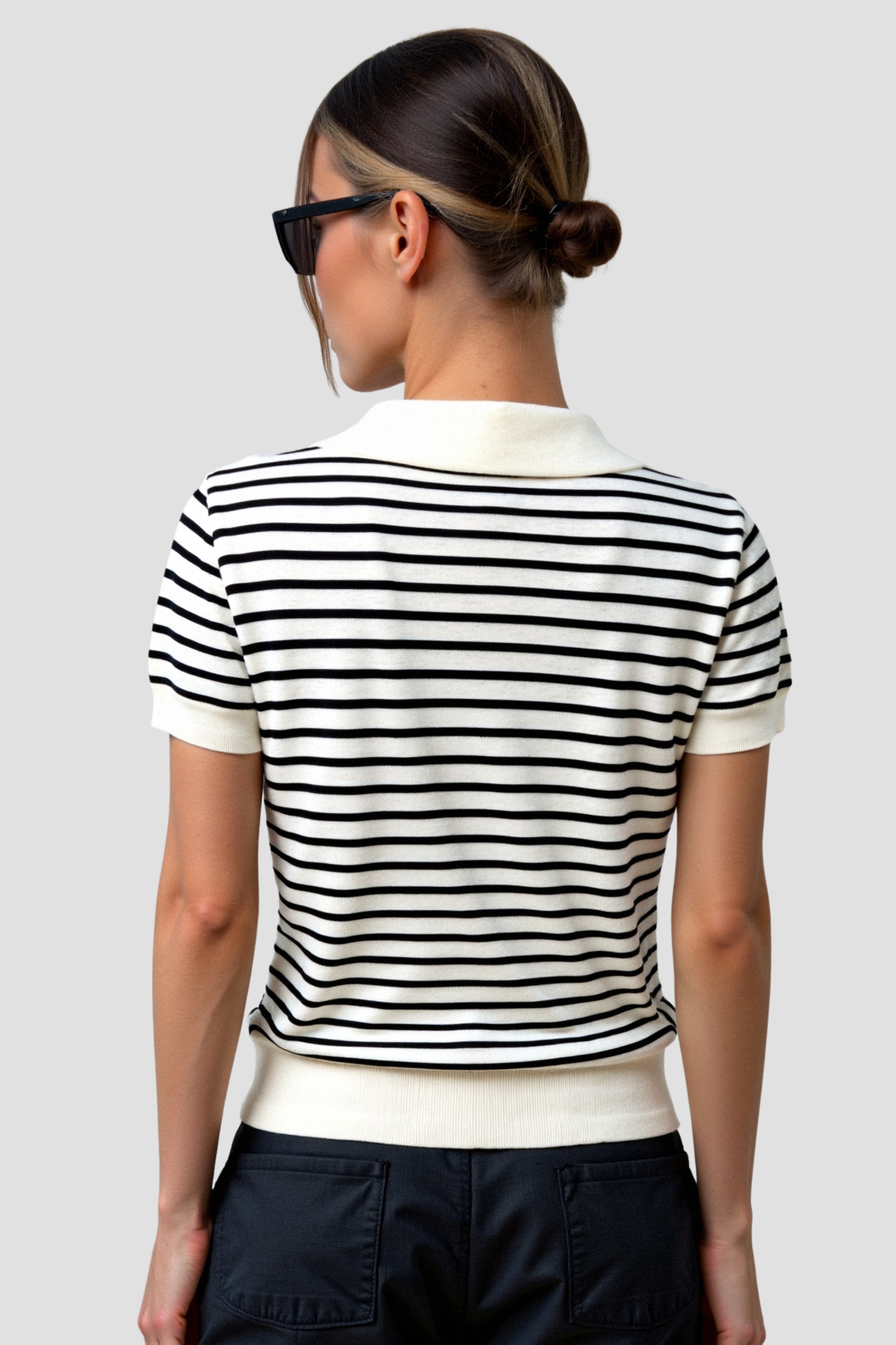 Polo femme à rayures, style décontracté. - 4