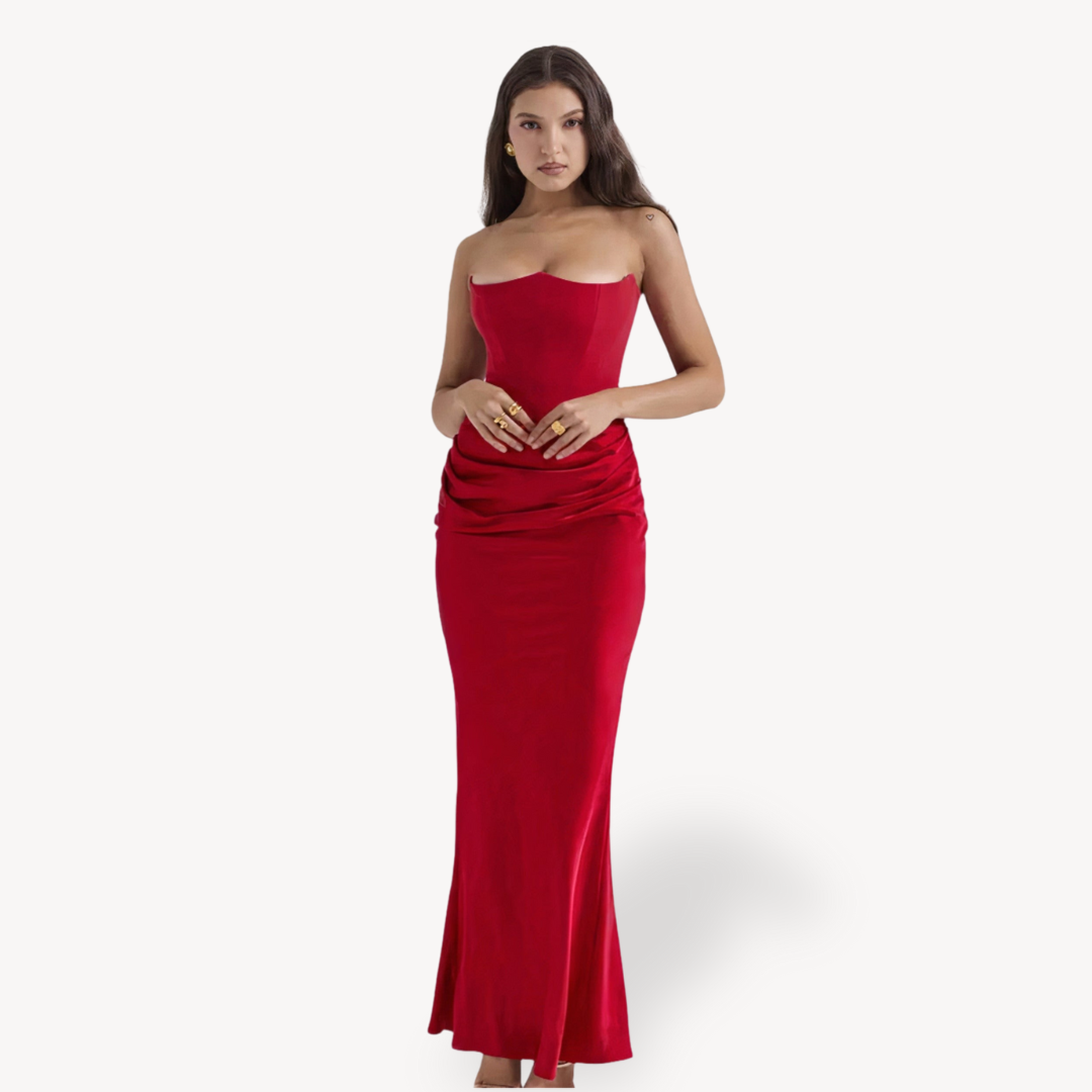 Robe longue élégante | Corset structuré sans manches pour soirée femme - 3