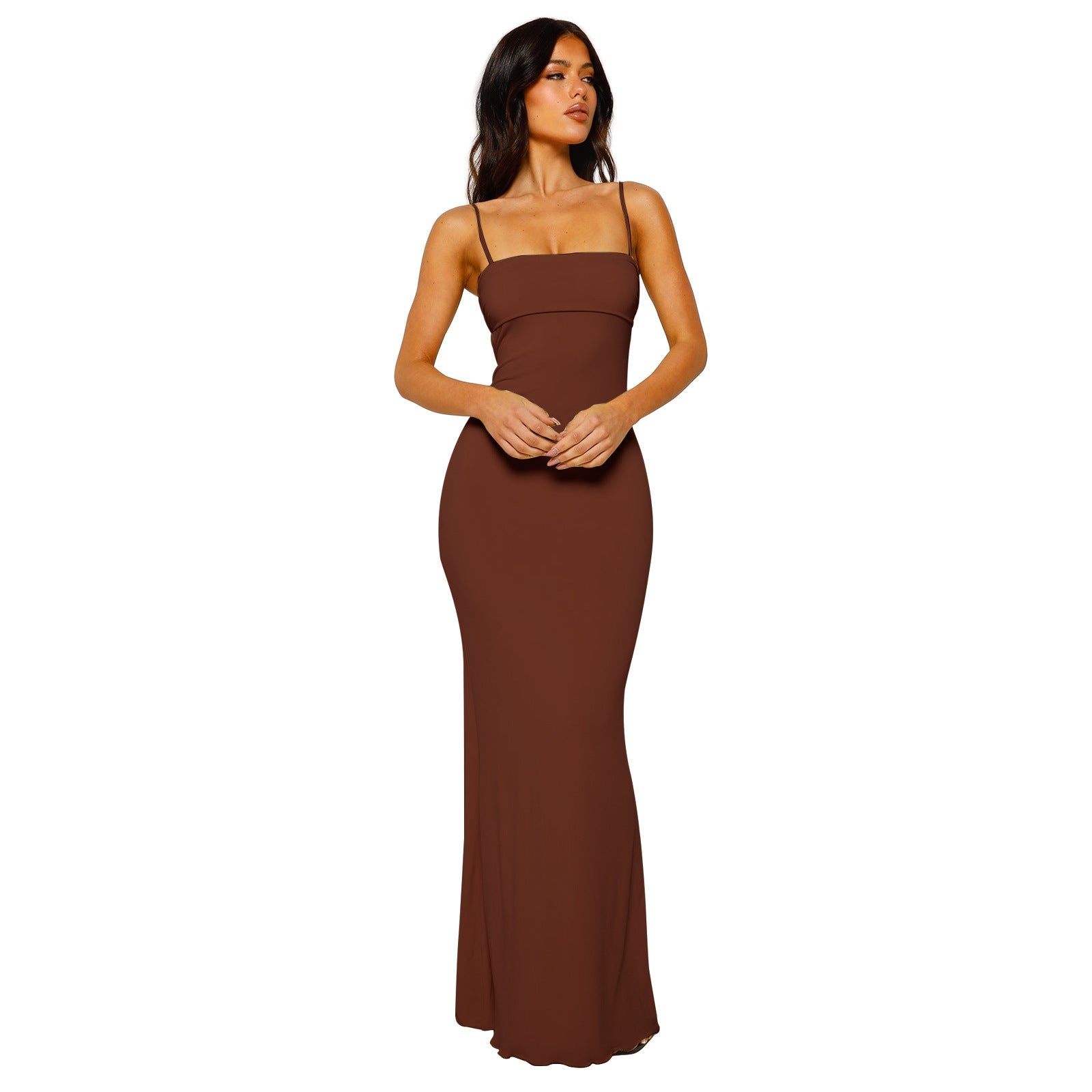 Robe longue cintrée à dos nu, idéale pour les occasions estivales. - 6