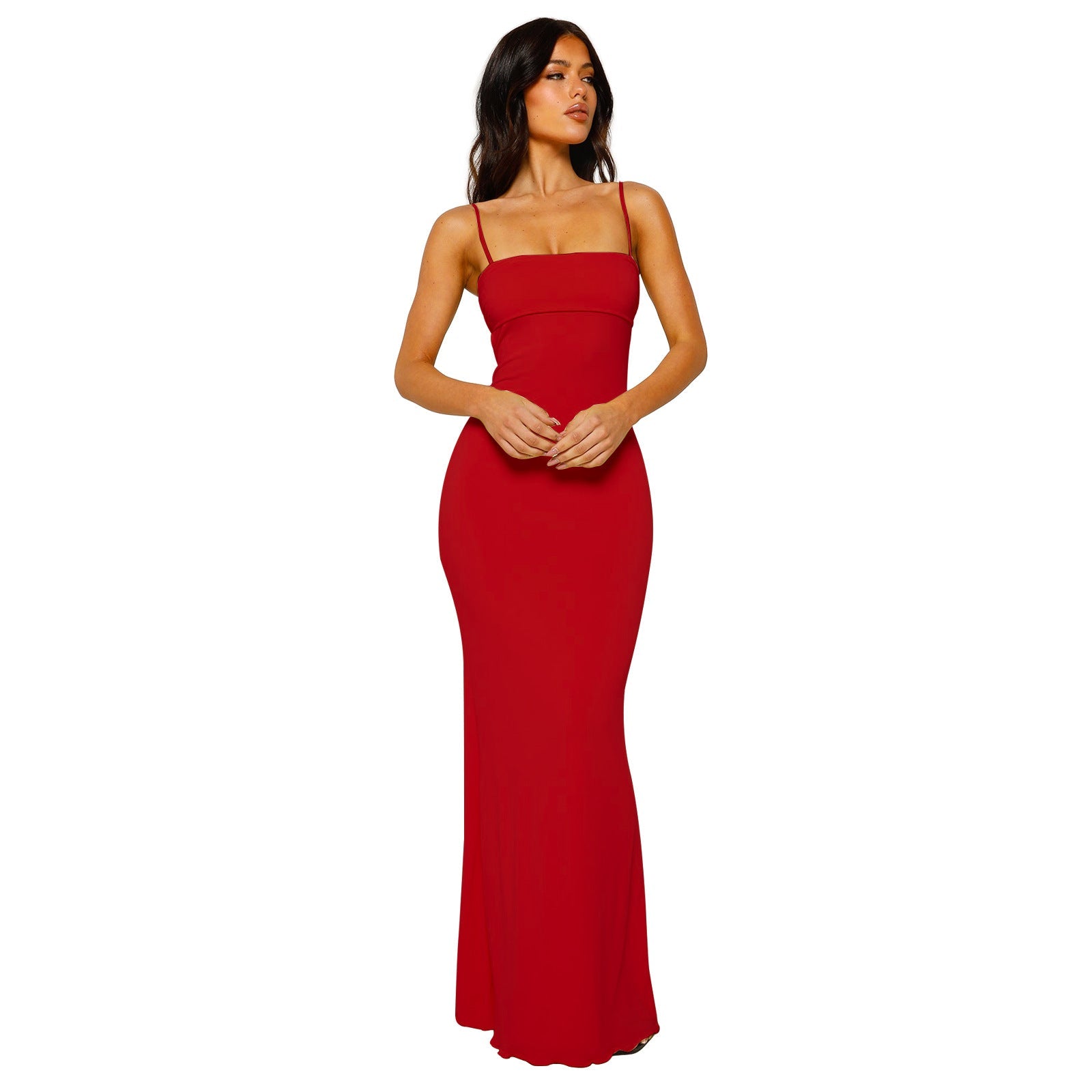 Robe longue cintrée à dos nu, idéale pour les occasions estivales. - 7