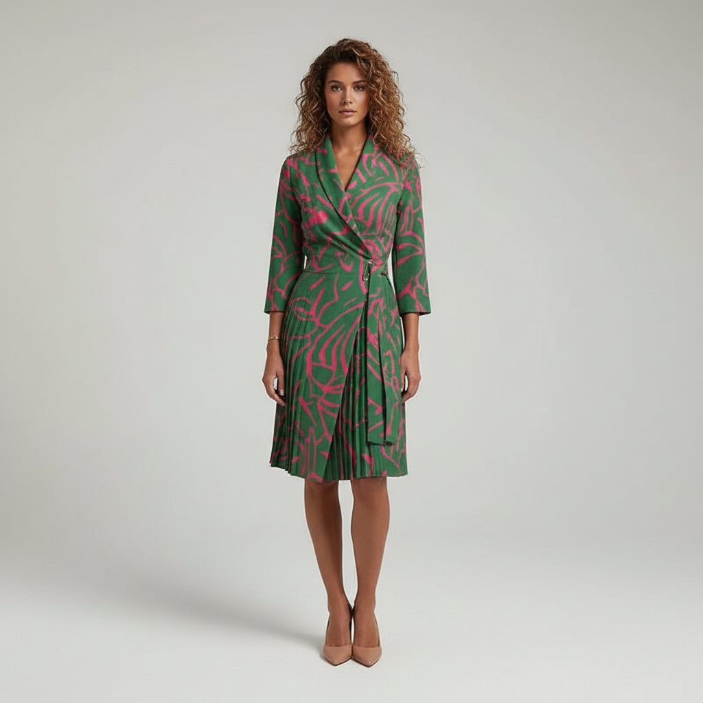 Robe élégante avec blazer chic et jupe plissée. - 4