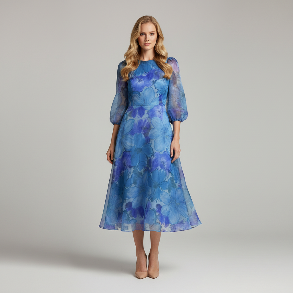 Robe de soirée femme, silhouette fluide avec détails floraux. - 2