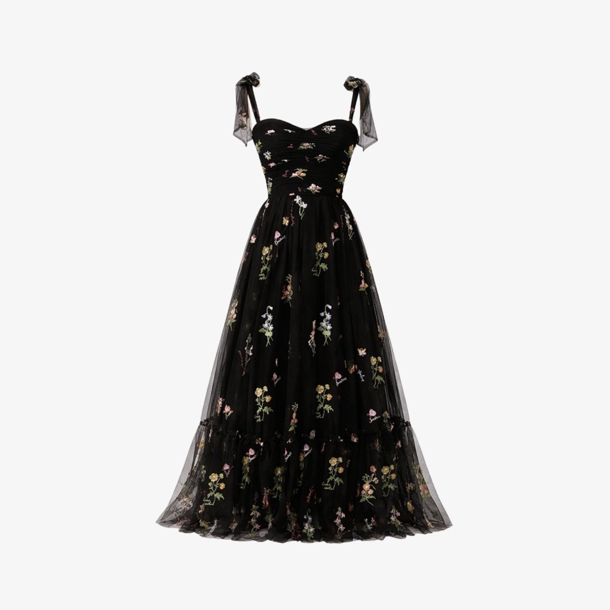 Robe évasée avec des détails floraux brodés. 3
