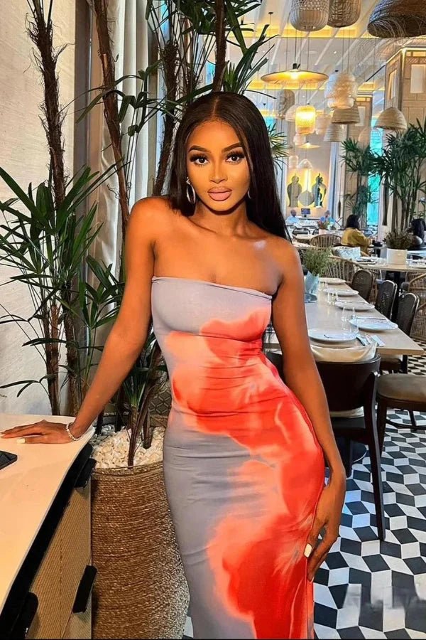 Robe longue avec décolleté bandeau élégant. 4