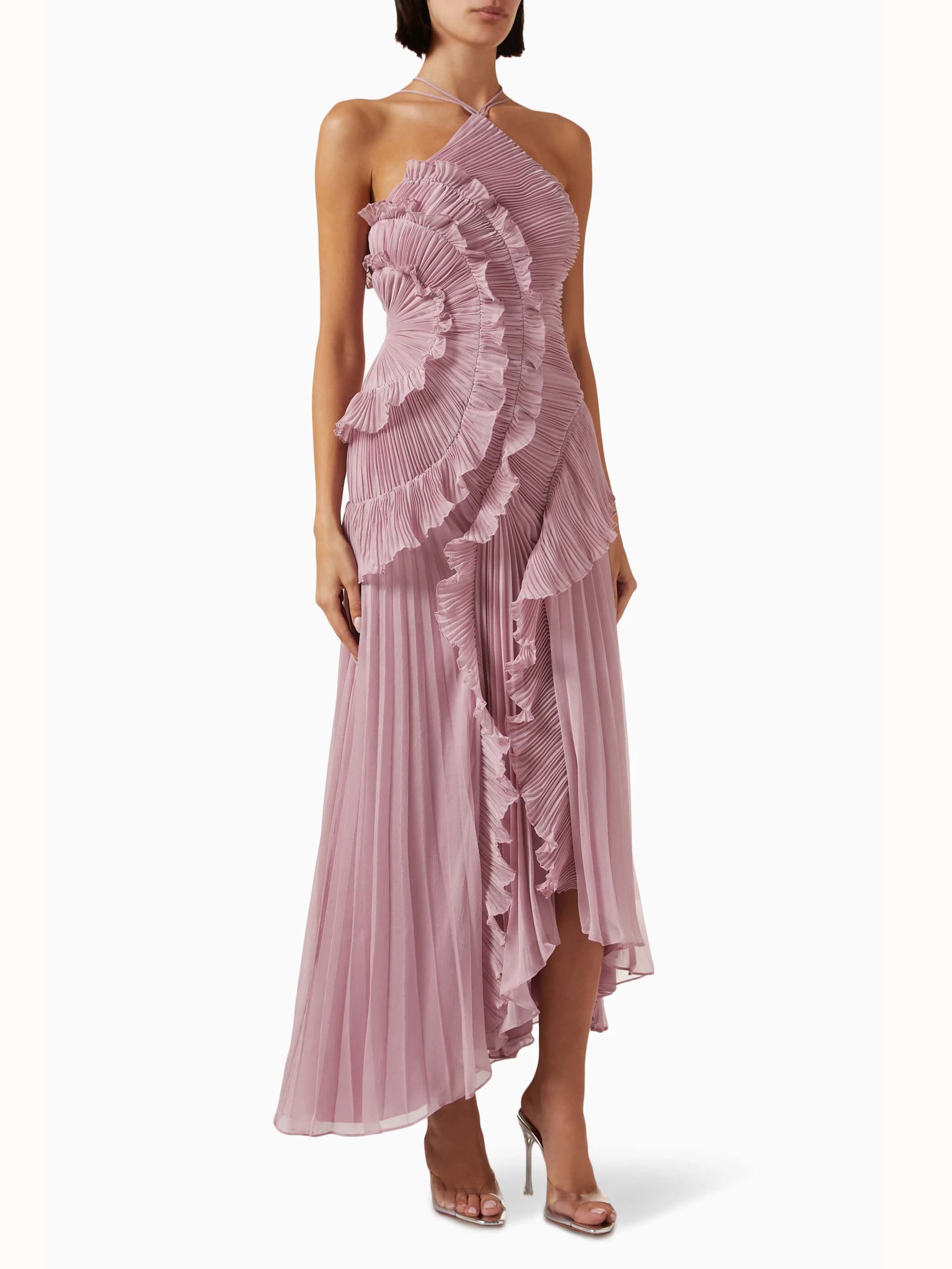Robe longue à volants asymétriques élégants. - 10