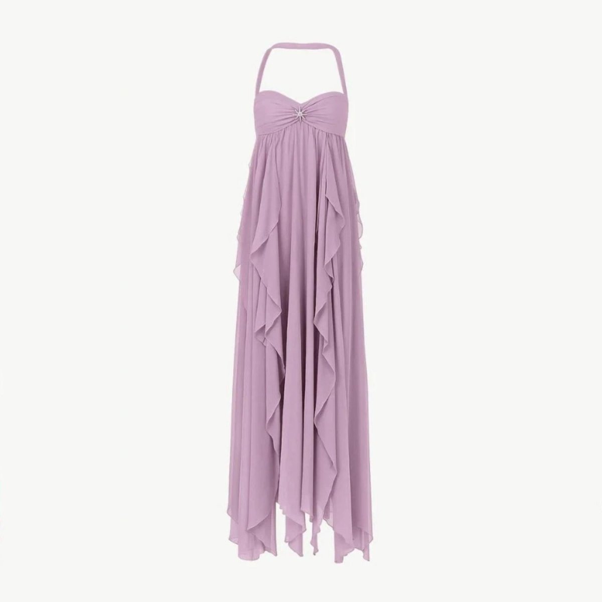Robe longue élégante à dos ouvert avec détails scintillants. 0